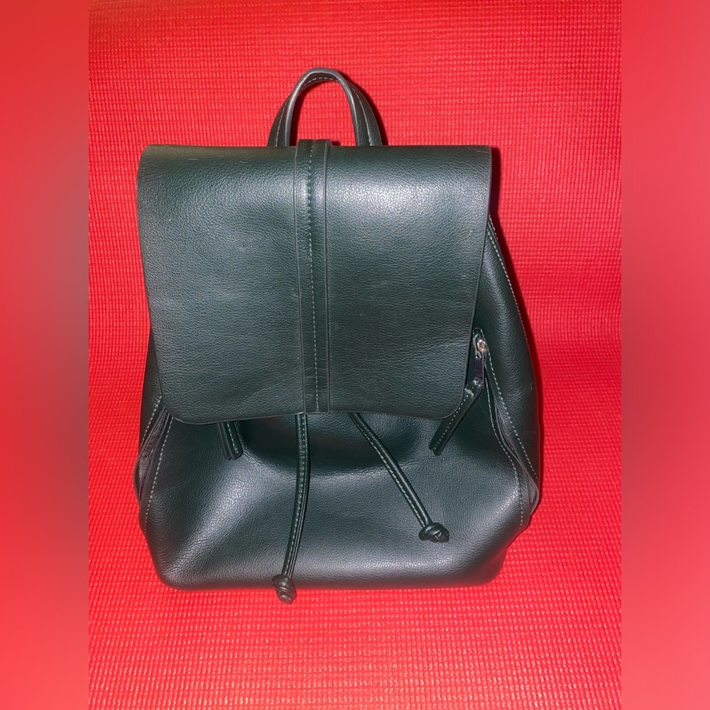 Forever21 Faux Leather Dark Green mini Backpack  Strap 10" x 11" x 5.75"